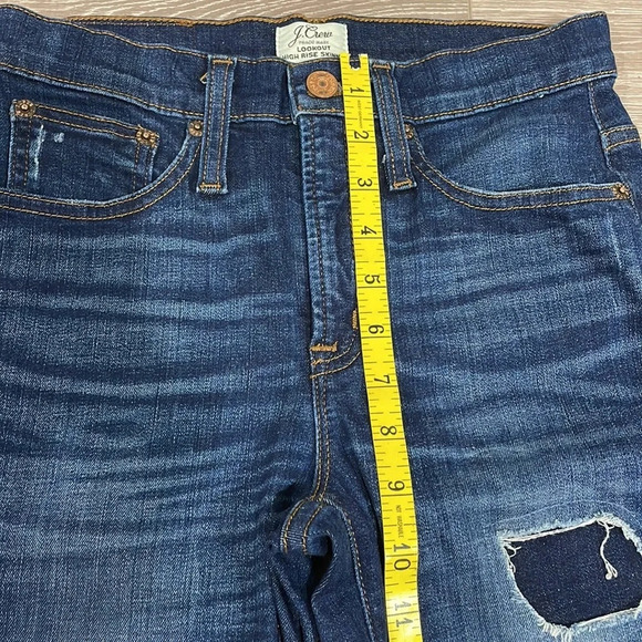 J. Crew Lookout High Rise Skinny Patch Distressed Hem Denim Jeans 25 - Picture 6 of 16